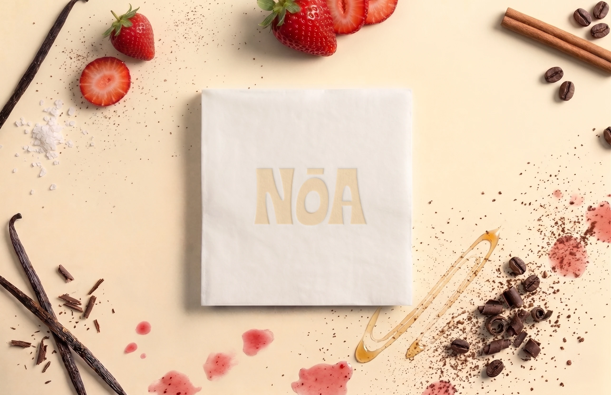 NŌA Protein branded napkin